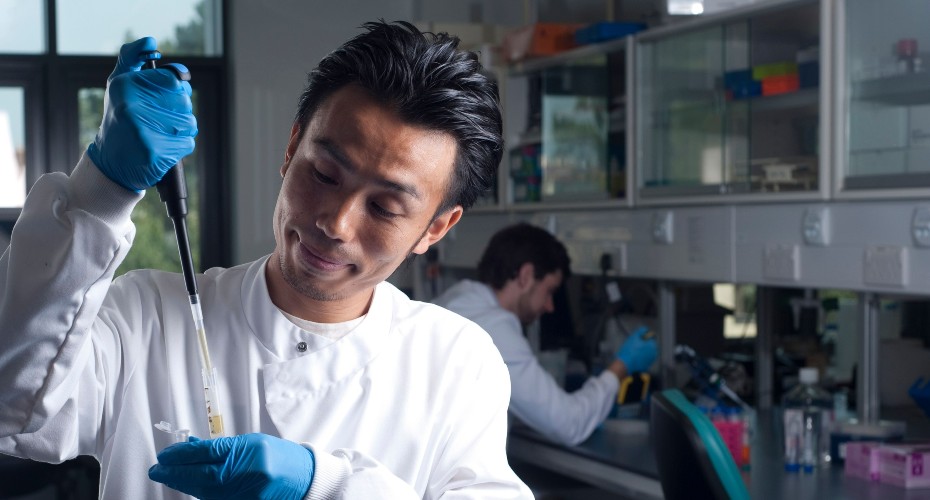 Postgraduate researcher in lab